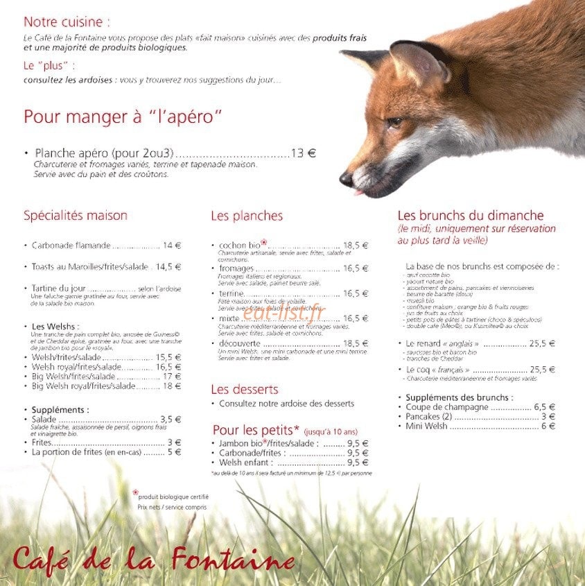 Le café de la fontaine — carte page 1