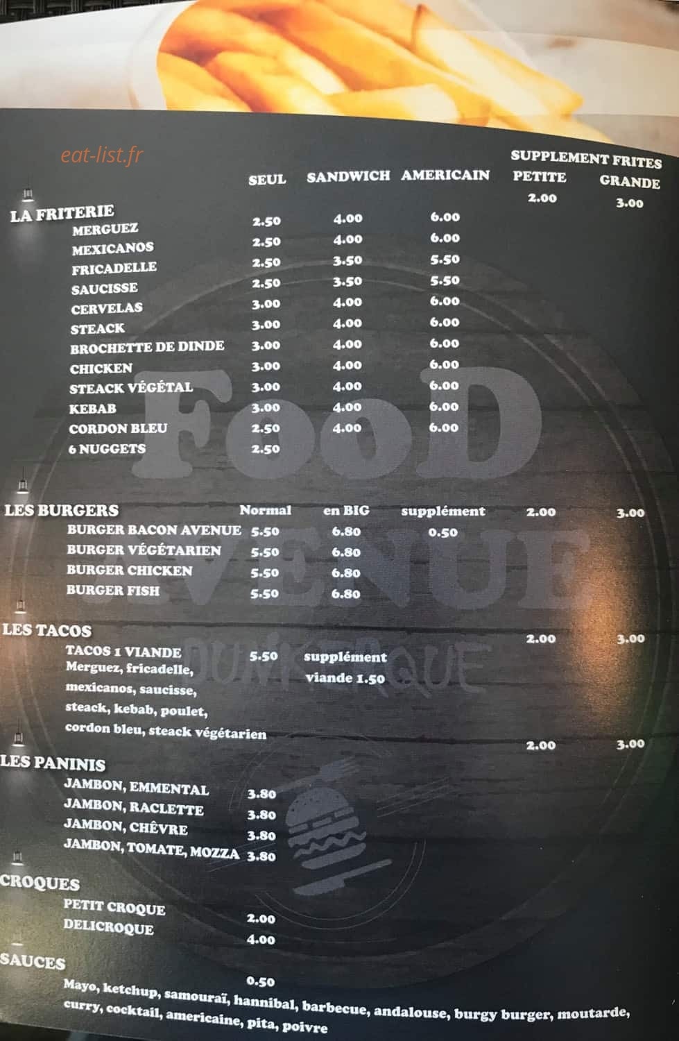 FooD AvenuE — carte page 3