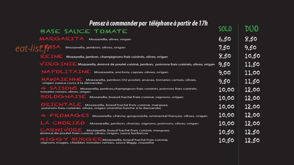 Pizza Mourette — carte page 3