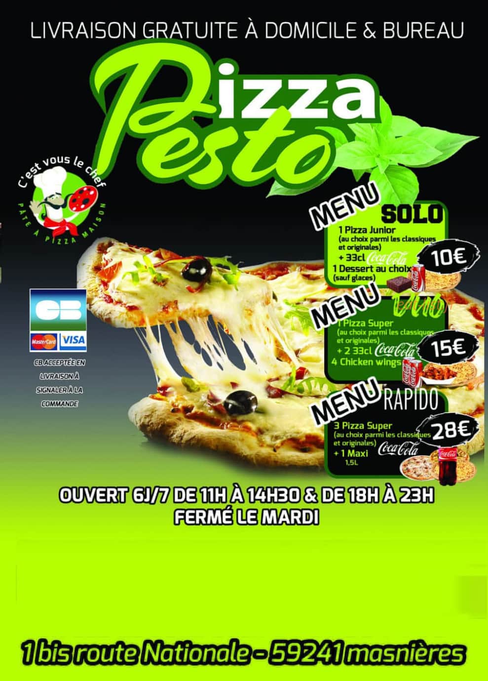 Pizza Pesto — carte page 1