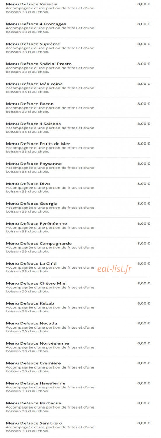Pronto Pizza — carte page 4