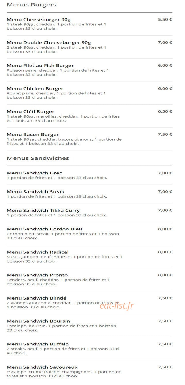 Pronto Pizza — carte page 2