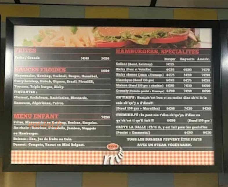 Carte et menu de L'Baraque à frites et Pizzas à Templeuve — La carte