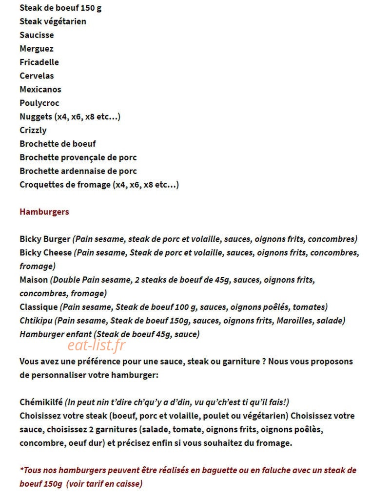 L'Baraque à frites et Pizzas — carte page 2
