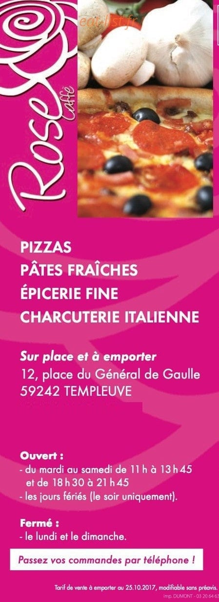 Le Rose Caffé — carte page 1