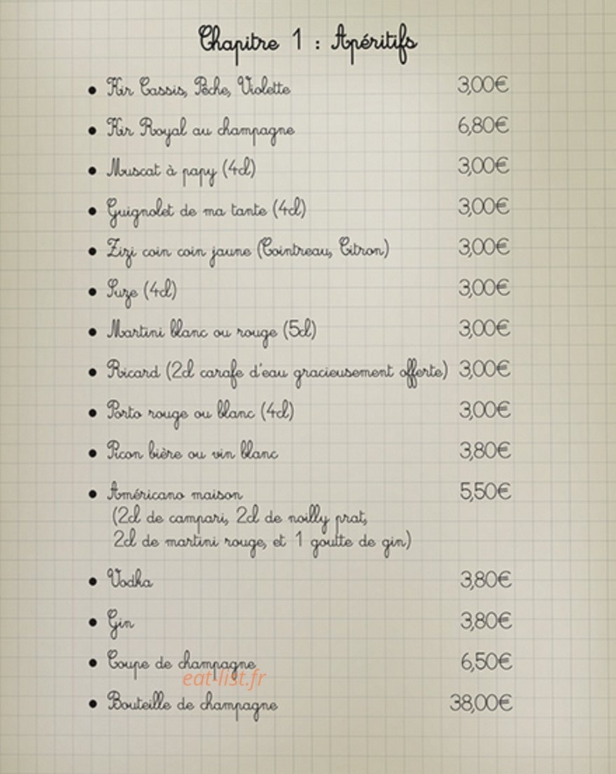 Chez Flavien — carte page 1