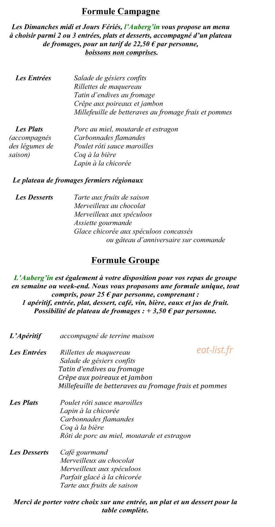 L'Auberg'In — carte page 2