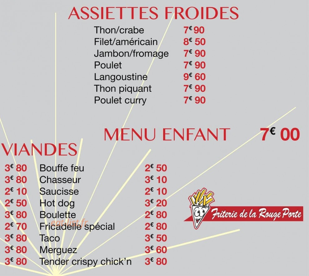 Friterie de la Rouge Porte — carte page 1