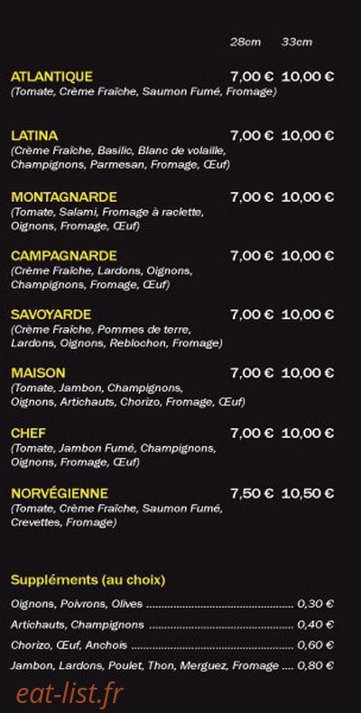 La Pizzéria — carte page 2