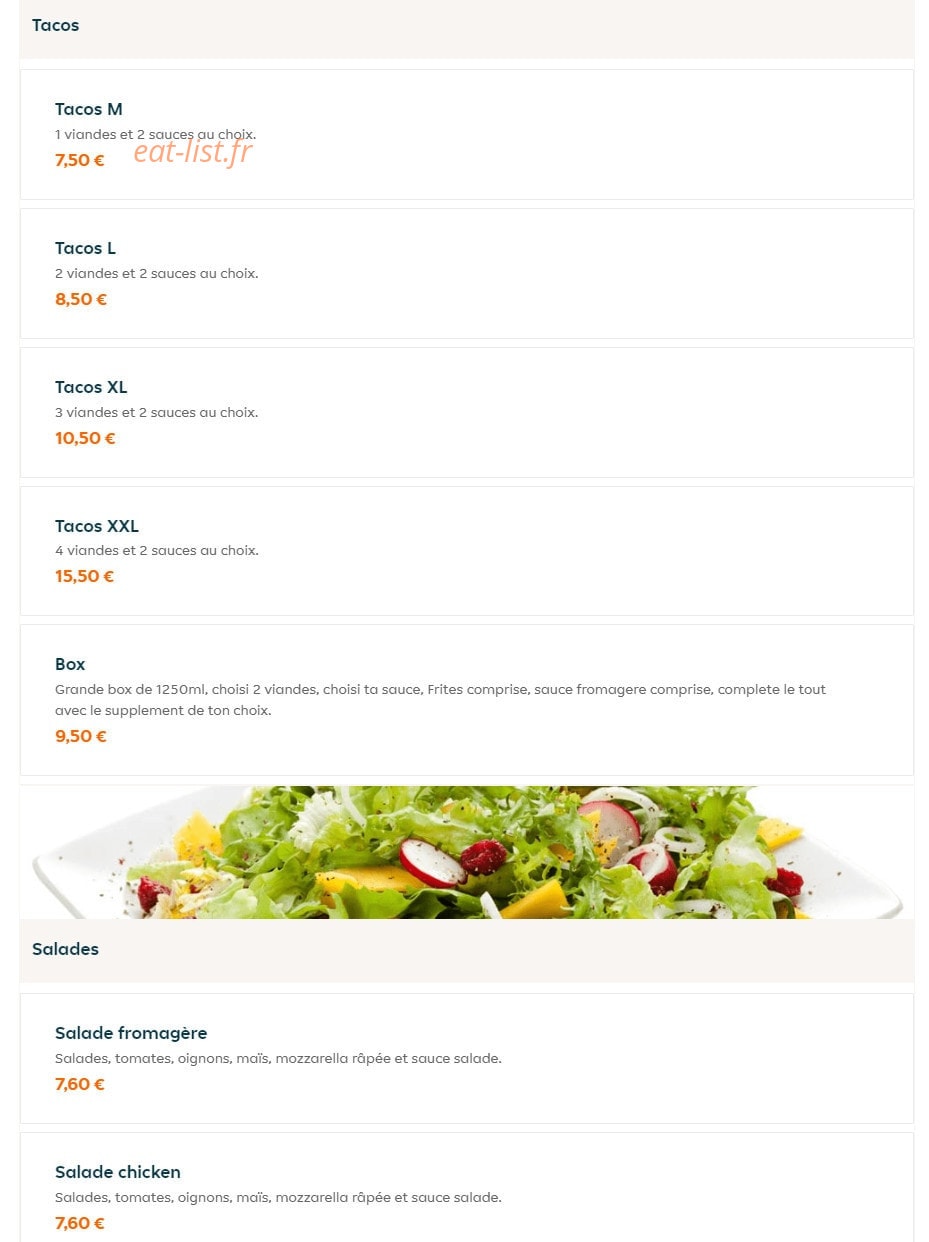 My Tacos — carte page 4
