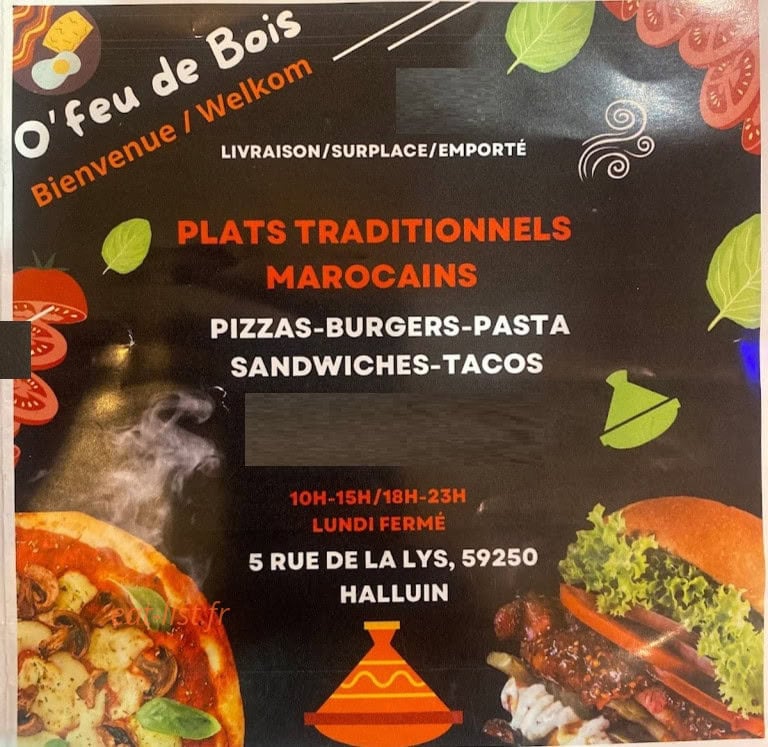 O’feu de bois pizza — carte page 1