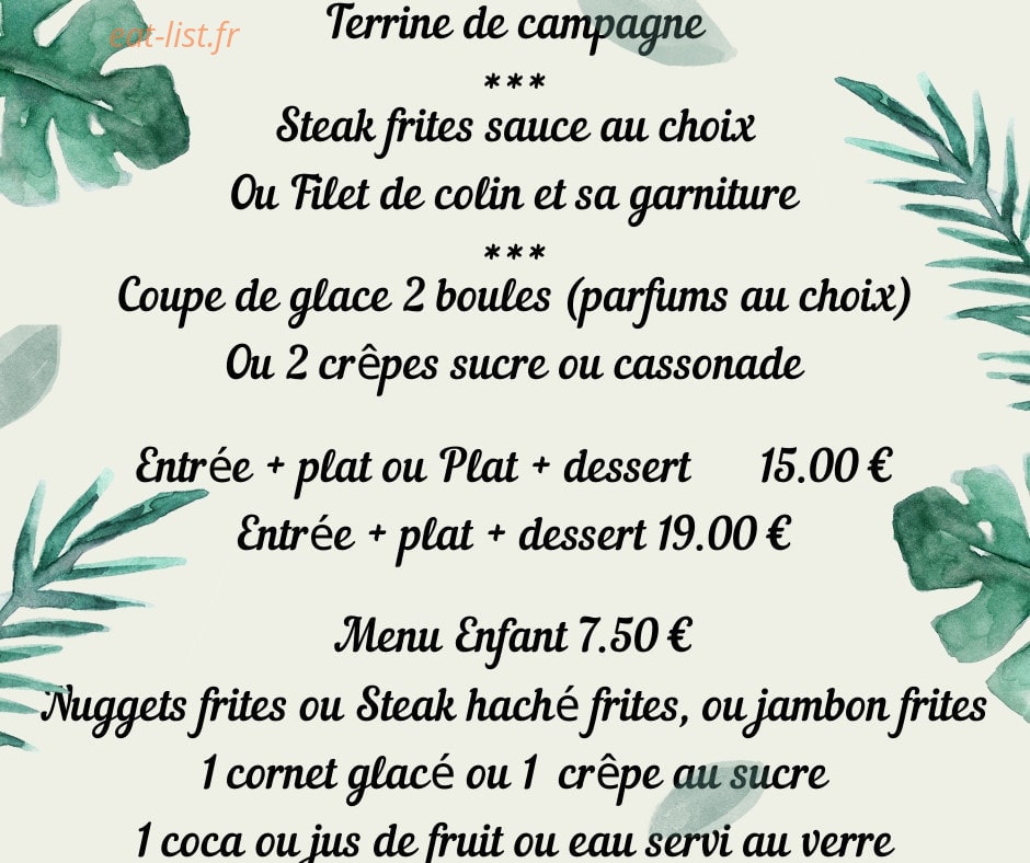 Auberge de la Hooghe Moote — carte page 1