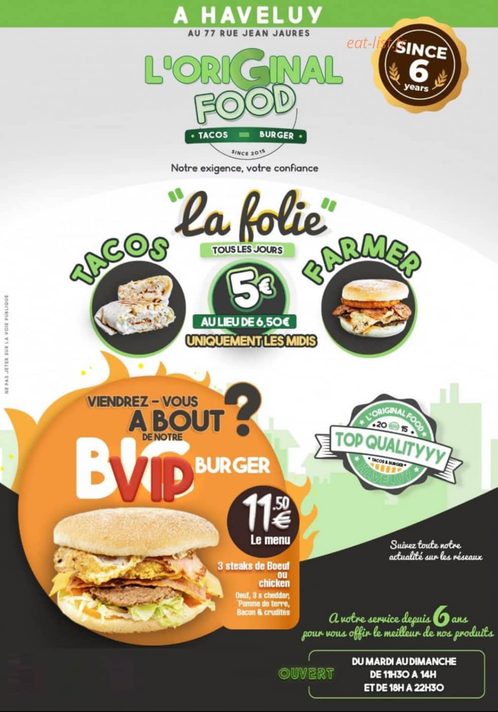 L'original Food — carte page 1