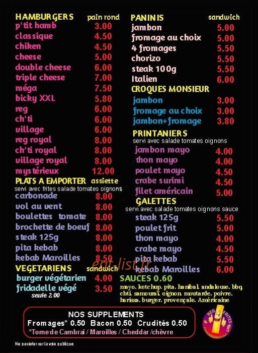 Reg' frites — carte page 3
