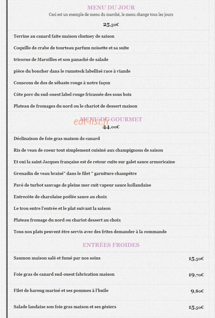 Aux Quatre Vents — carte page 1