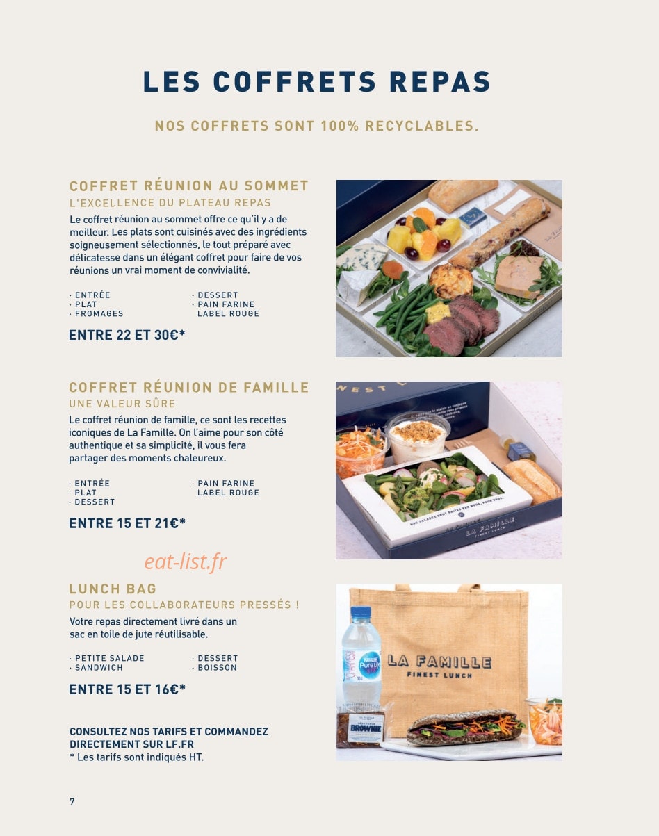 La Famille Finest Lunch — carte page 5