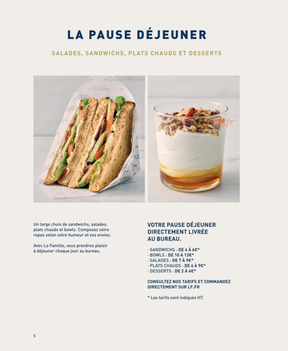 La Famille Finest Lunch — carte page 4