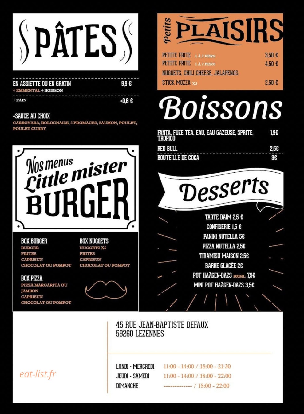 Mister burger & Pizzas — carte page 4