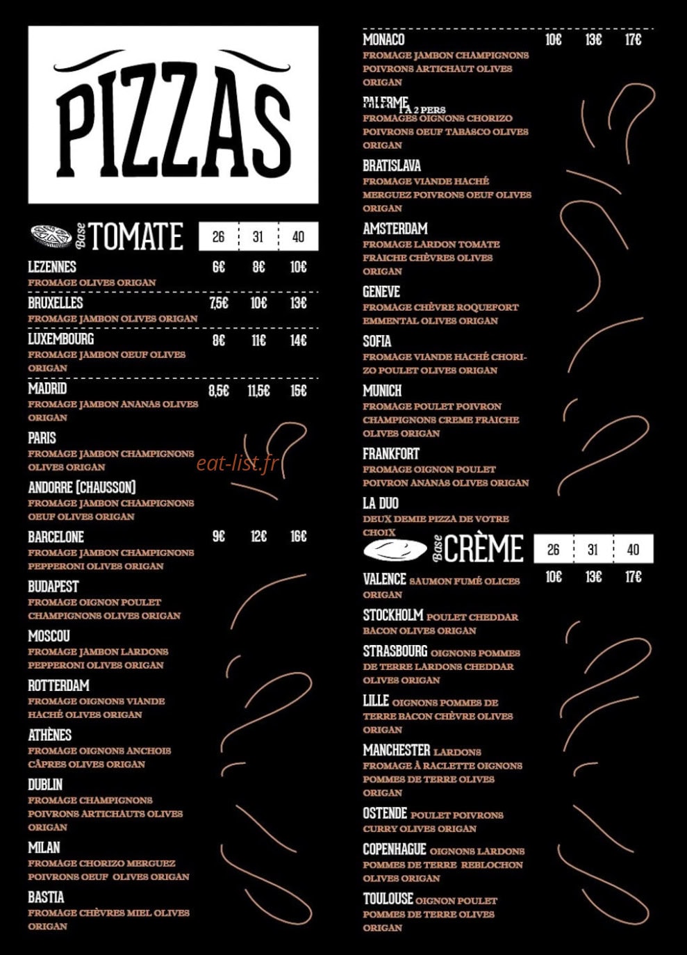Mister burger & Pizzas — carte page 2