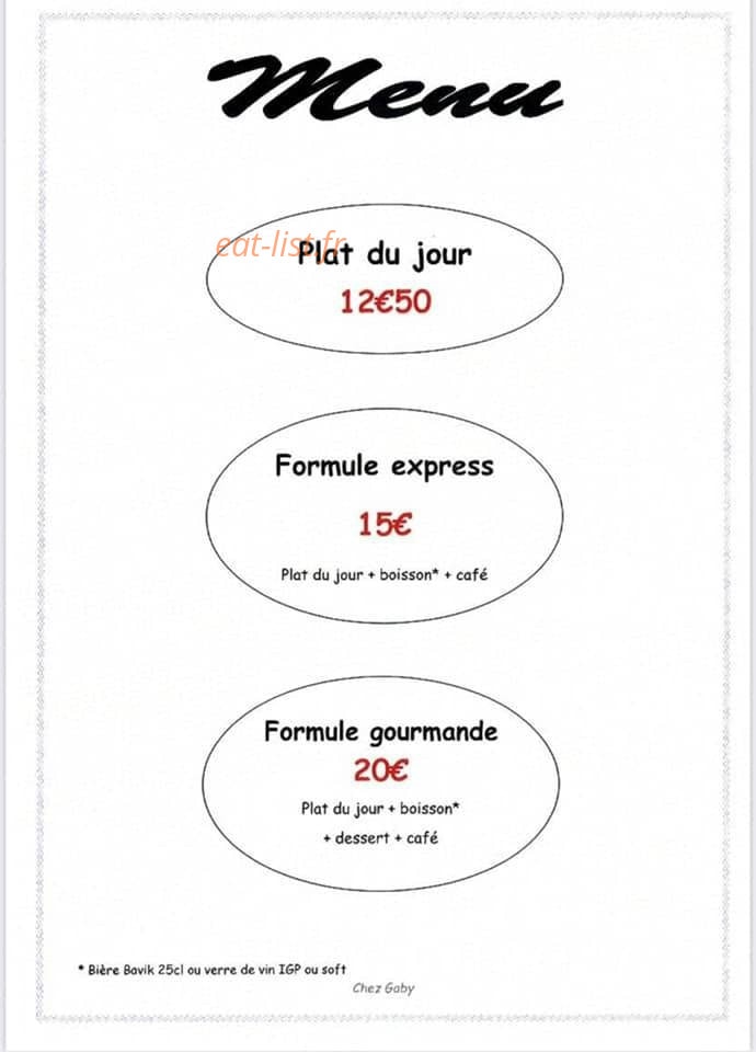 Chez Gaby — carte page 1