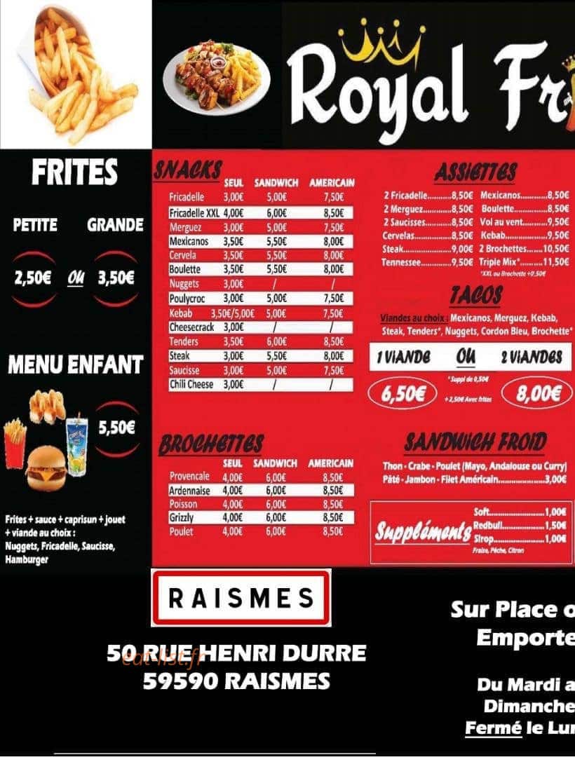 Royal Frites — carte page 1
