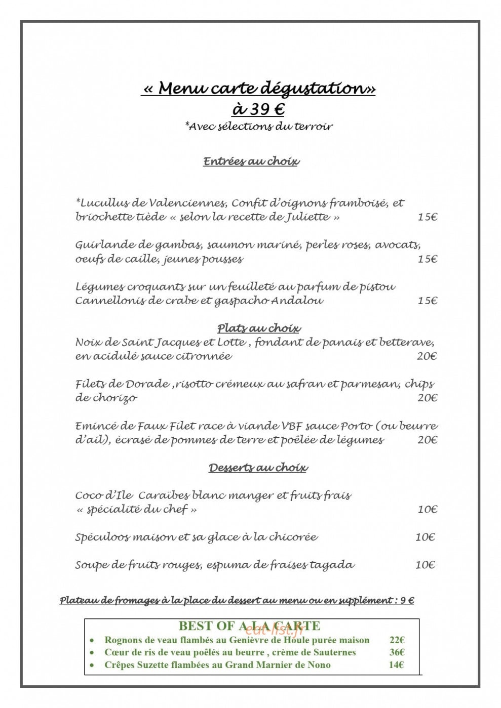 La Gentilhommière — carte page 2