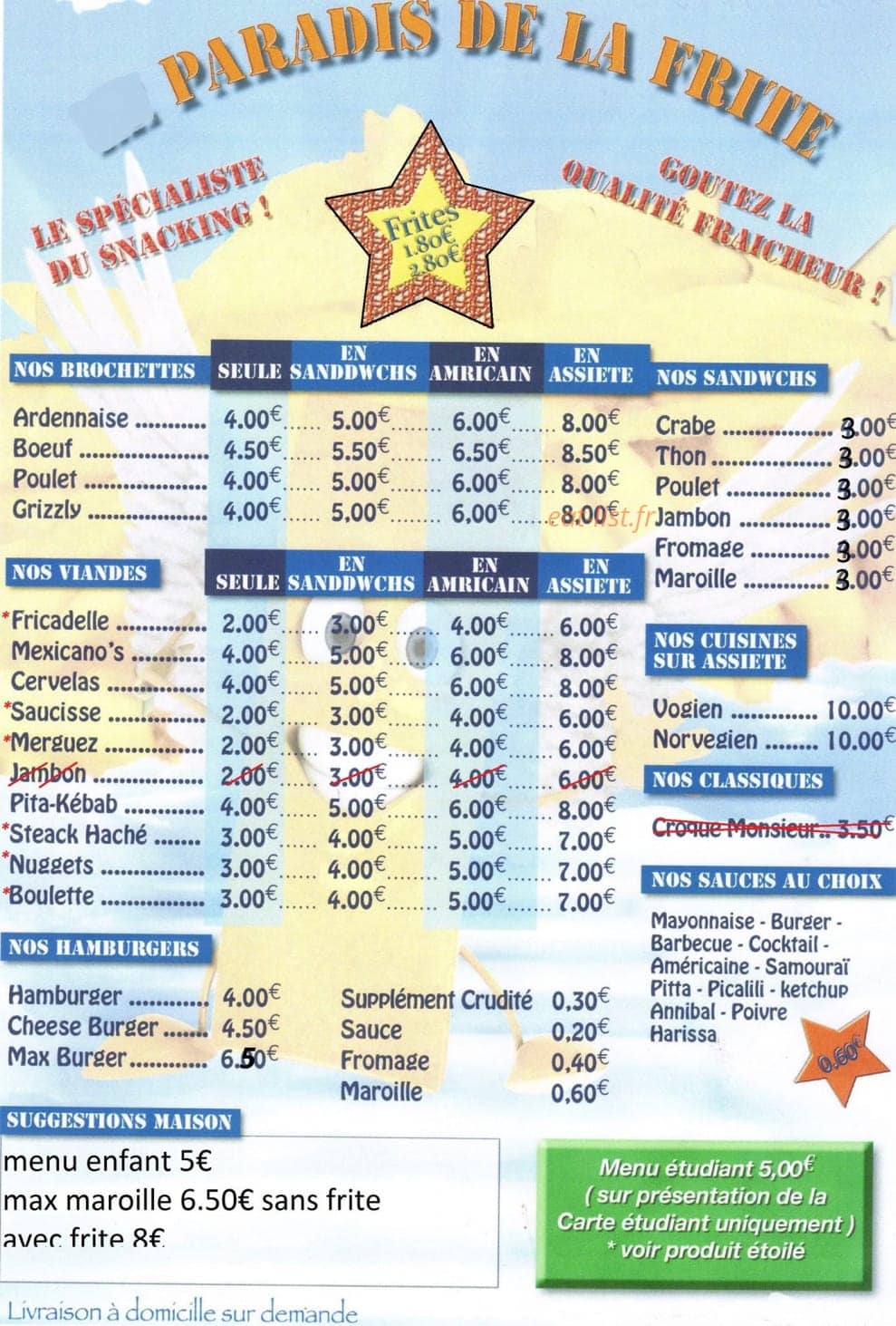 Paradis de la frite — carte page 1