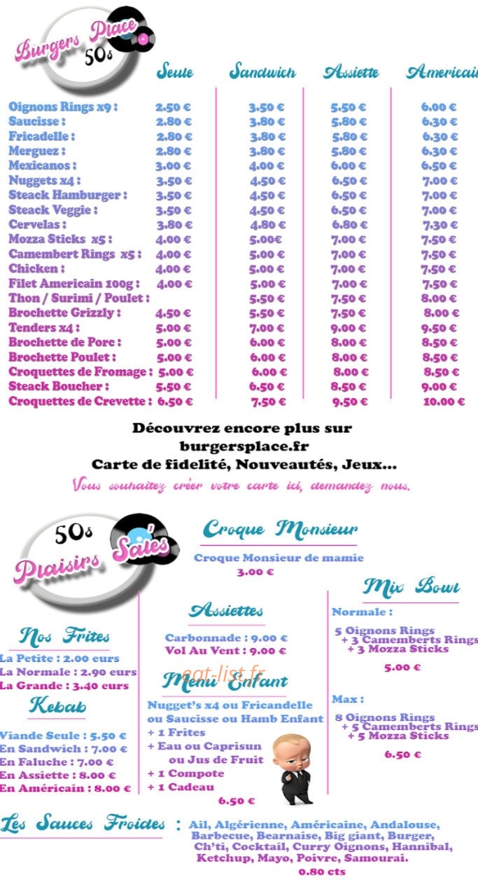 Burgers Place — carte page 1