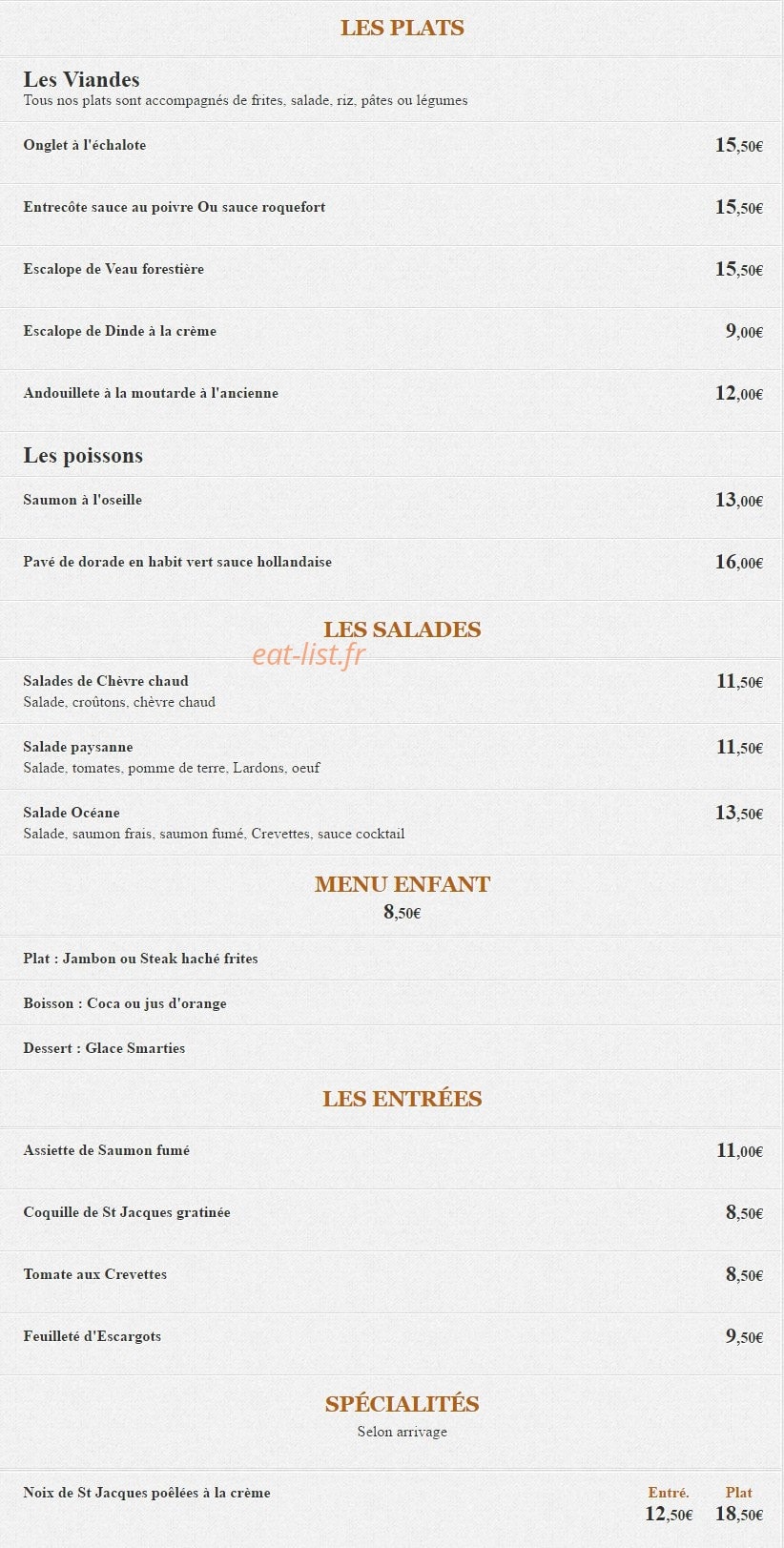 Chez Régis — carte page 1