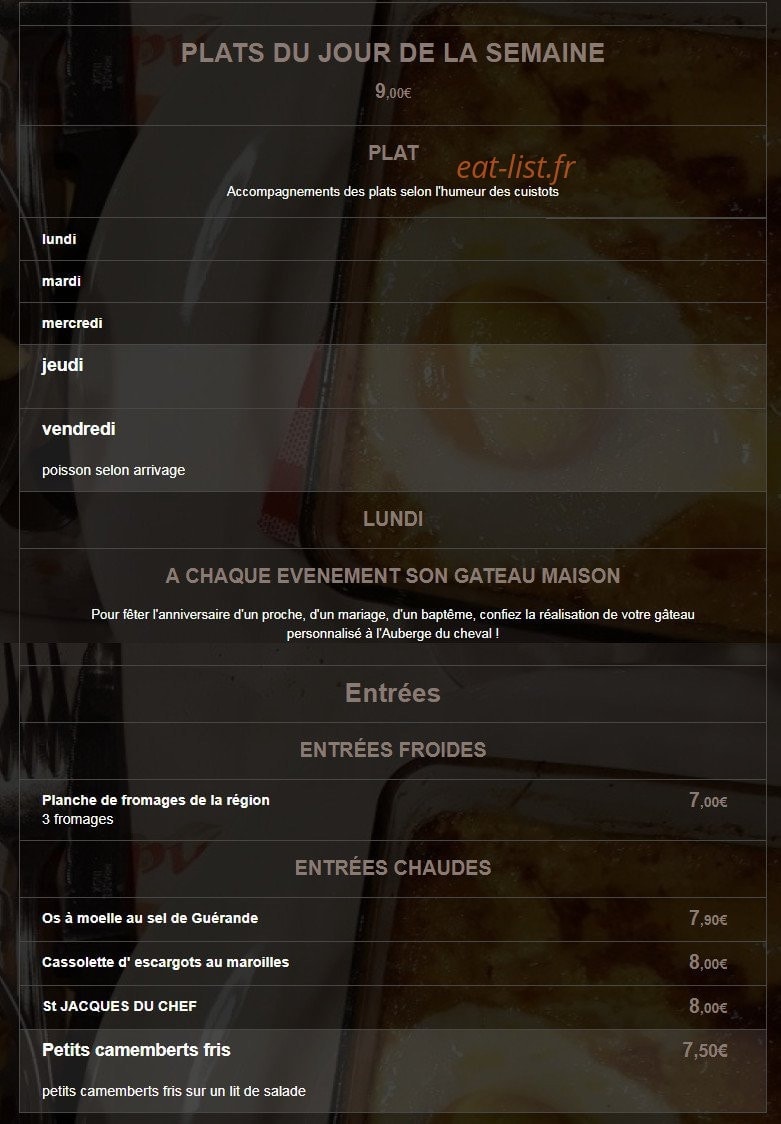 L'auberge du Cheval Blanc — carte page 1