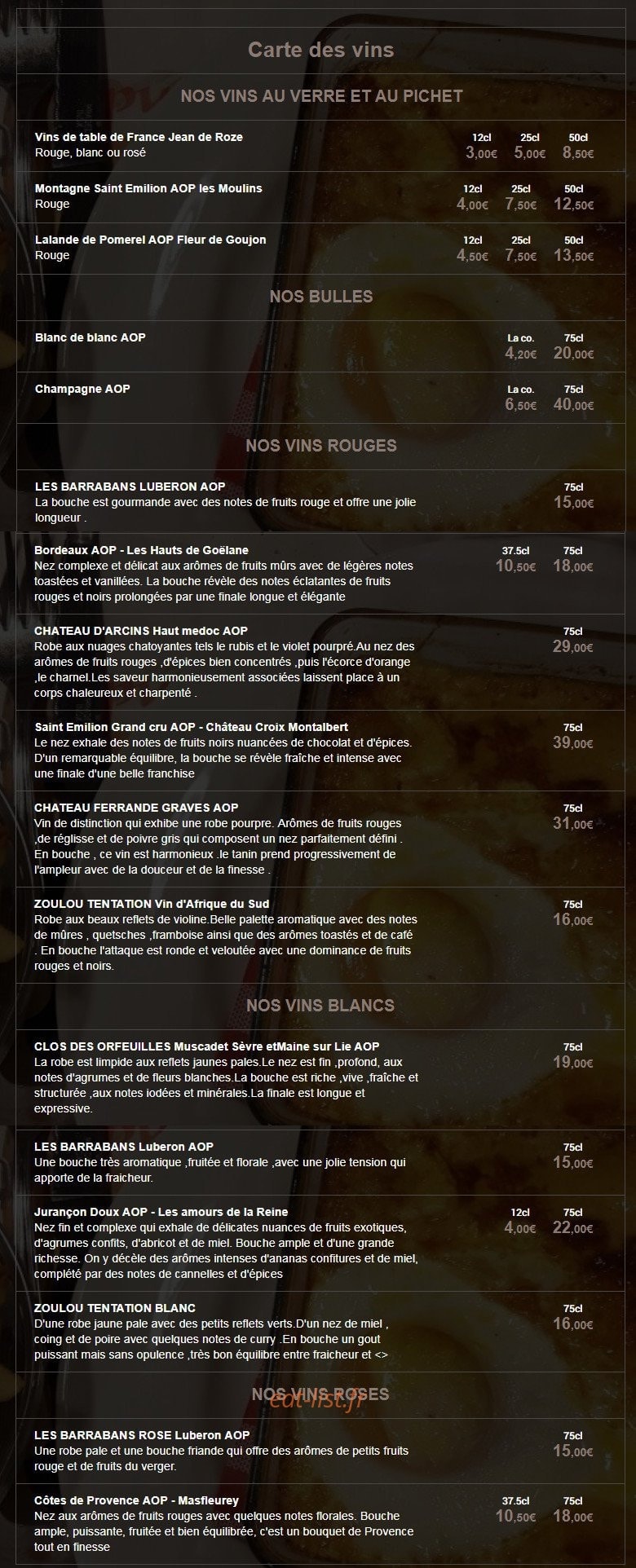 L'auberge du Cheval Blanc — carte page 6