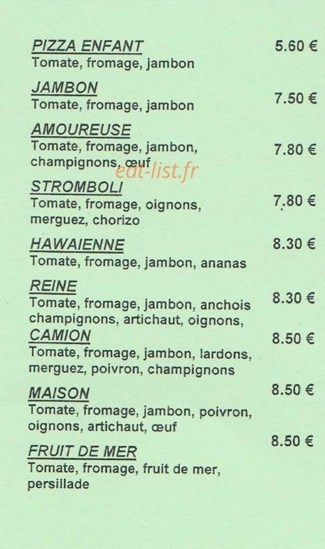 Le Pizzaiolo — carte page 1