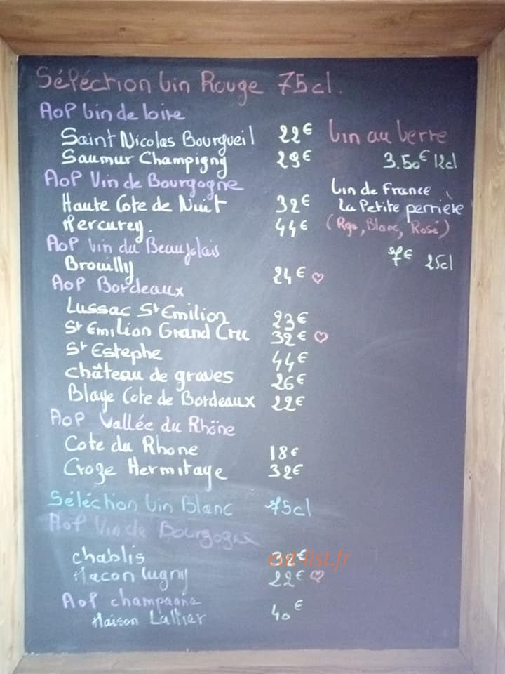 Carte et menu de Au grand estaminet du Mont des Cats à Godewaersvelde — Les vins