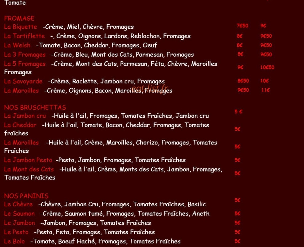 Monsieur Pizza — carte page 2