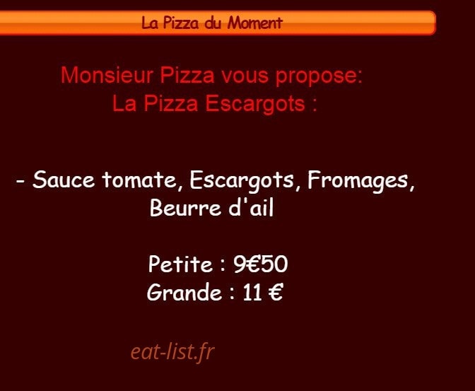 Monsieur Pizza — carte page 3