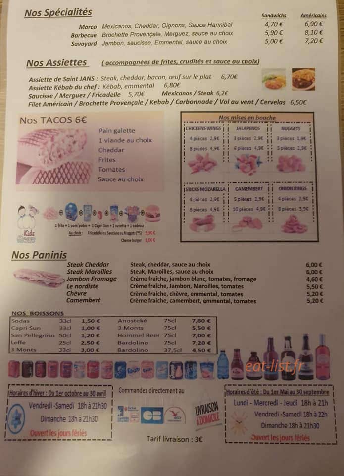 Friterie de Saint Jans — carte page 2