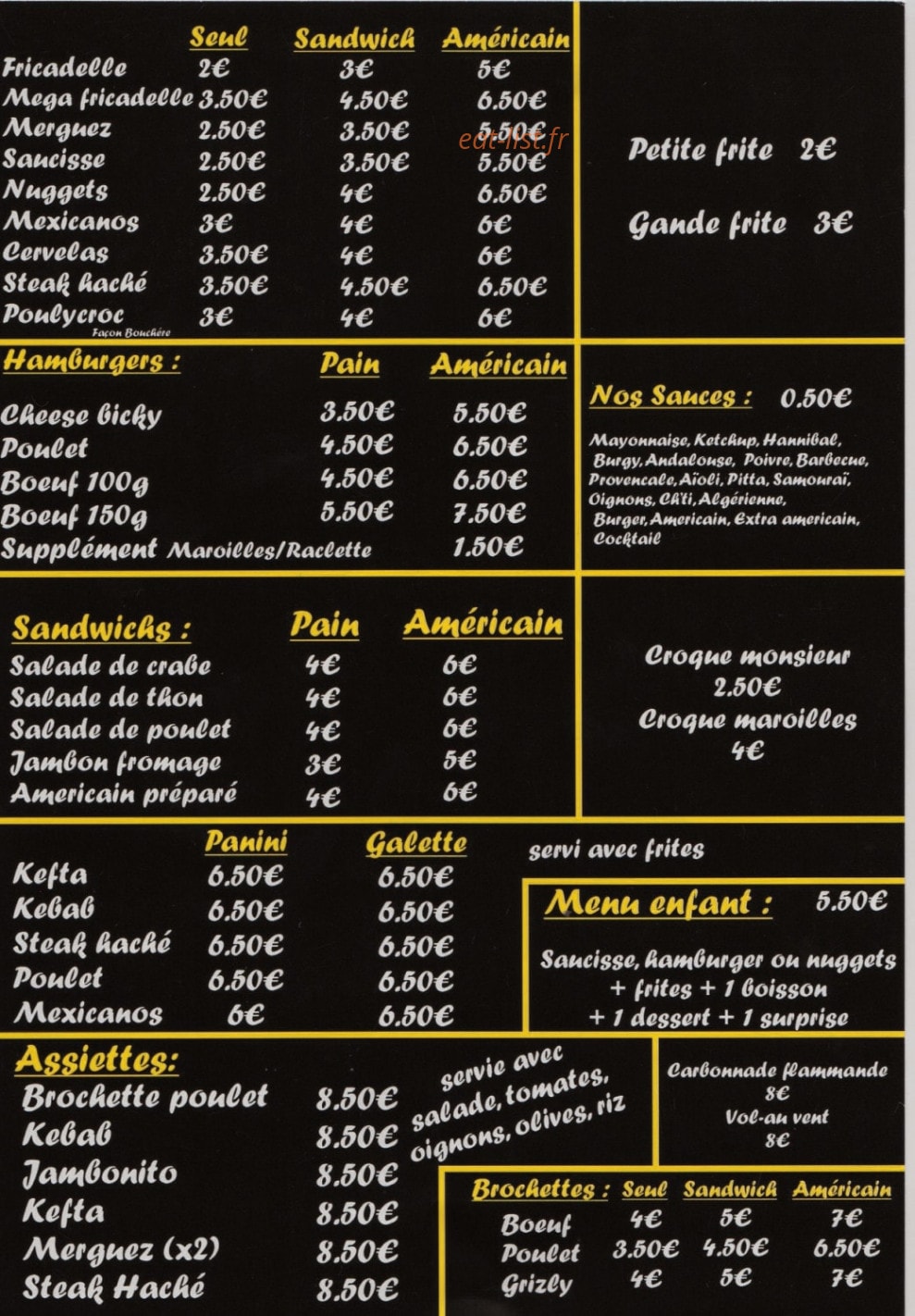 Friterie de la Mairie — carte page 1