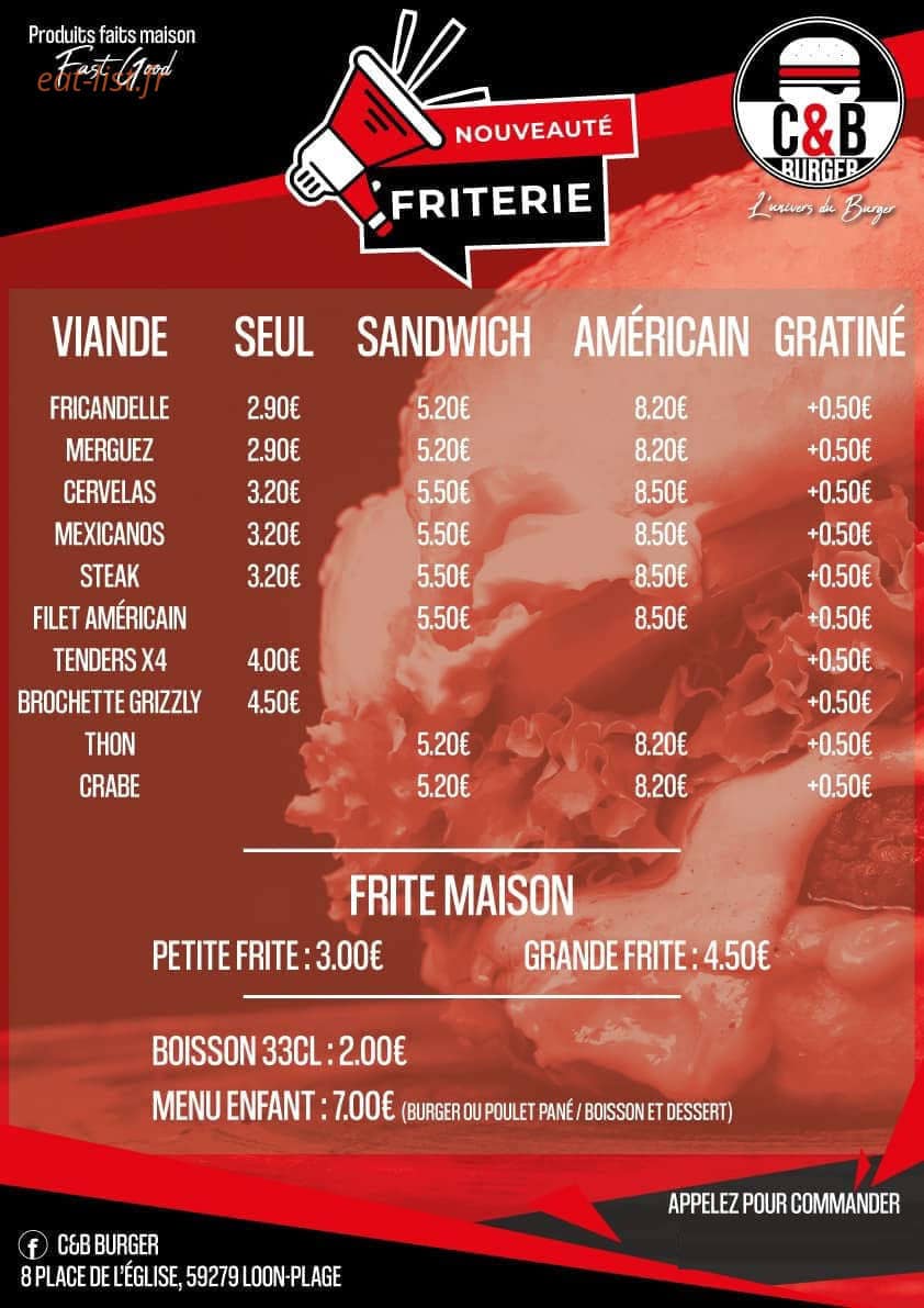 C&B Burger — carte page 2