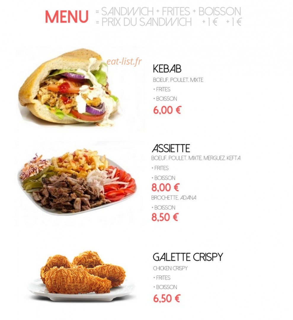 Kebab Dardani — carte page 1