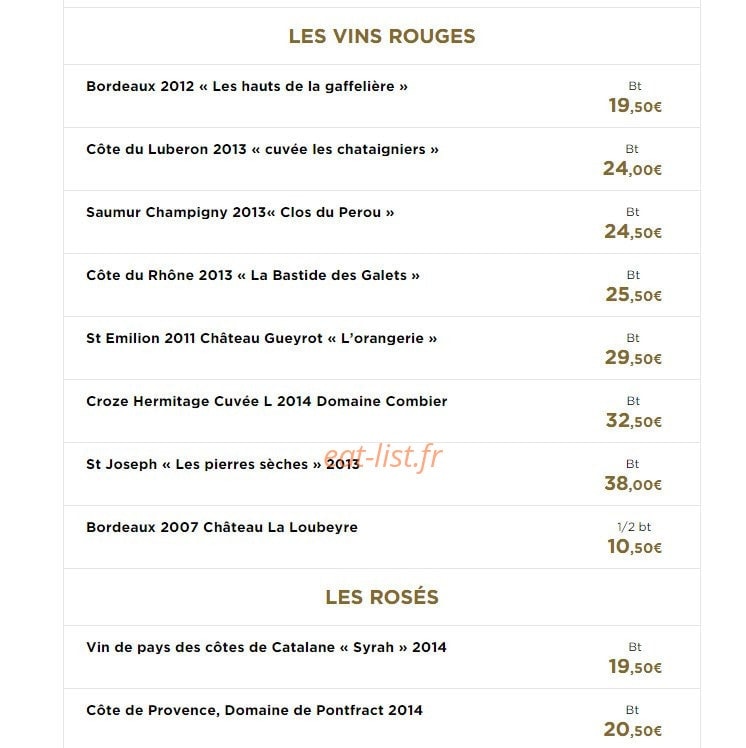 Le bistrot d'Arnaud — carte page 4