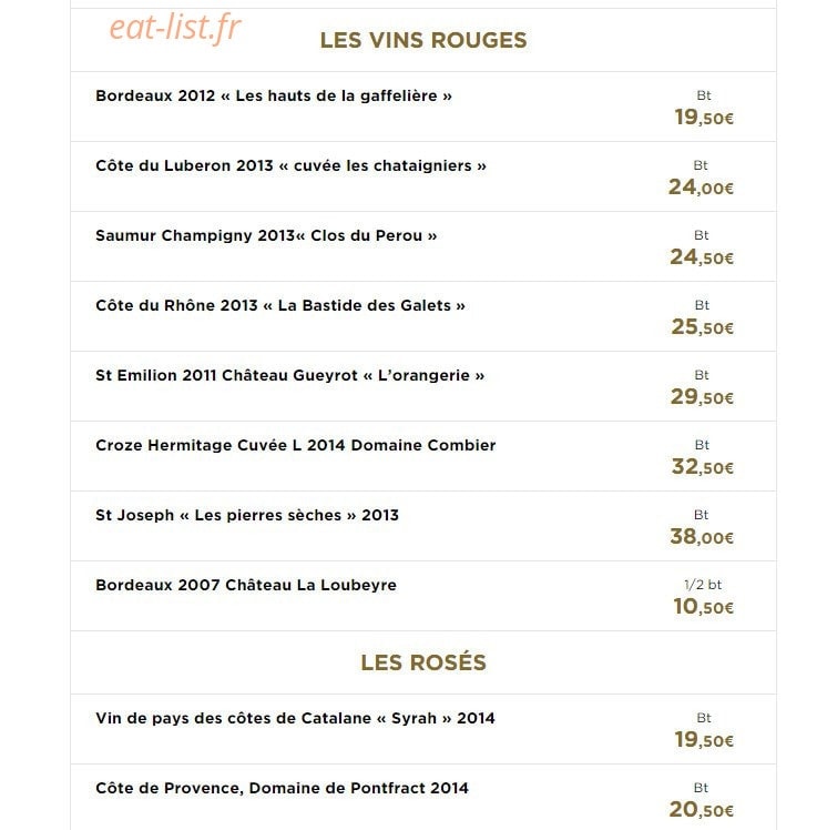Le bistrot d'Arnaud — carte page 5