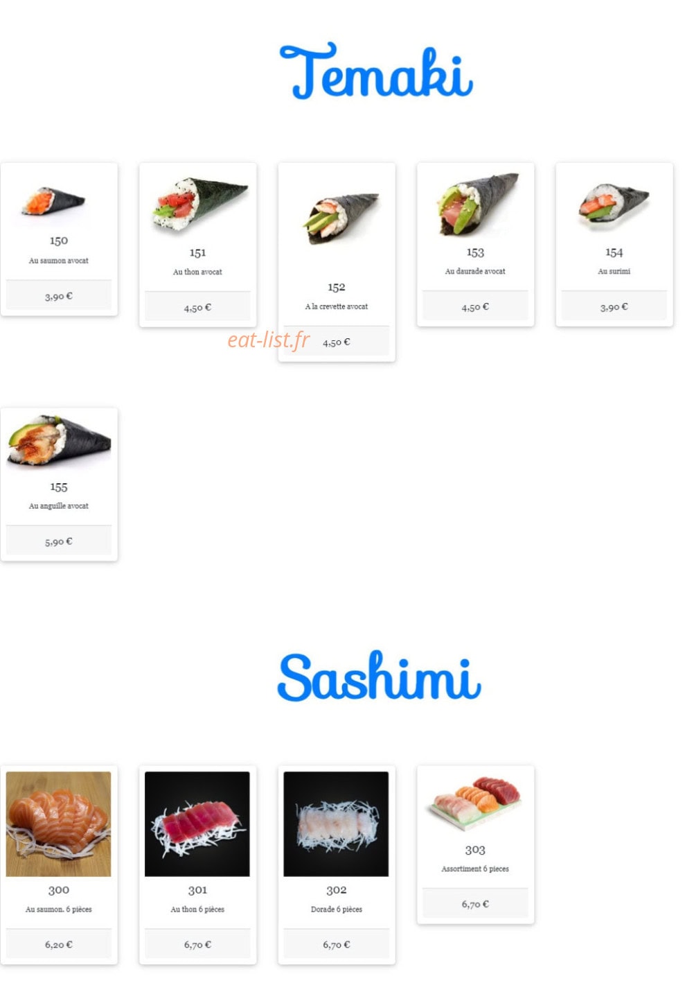 W sushi — carte page 5