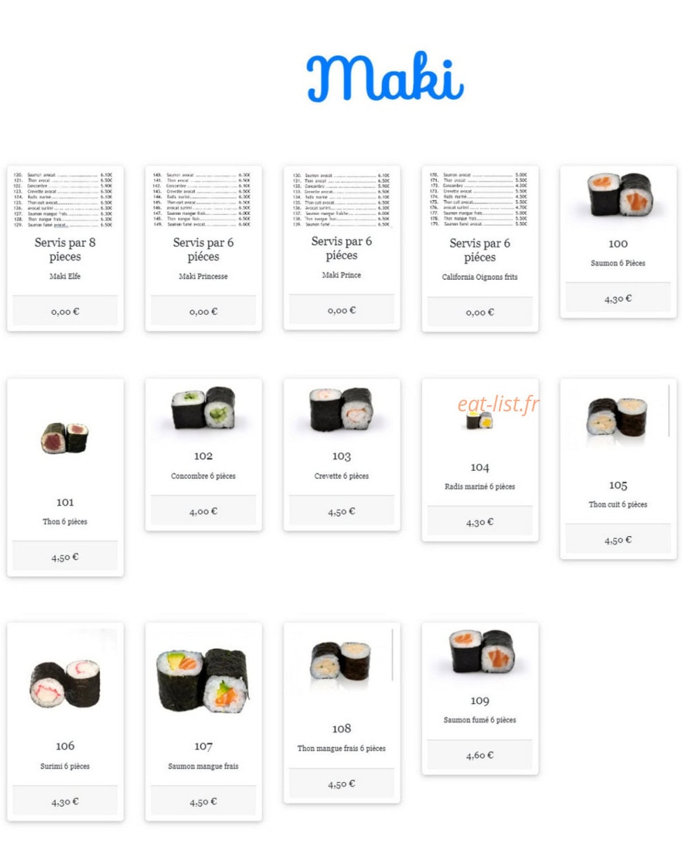 W sushi — carte page 2