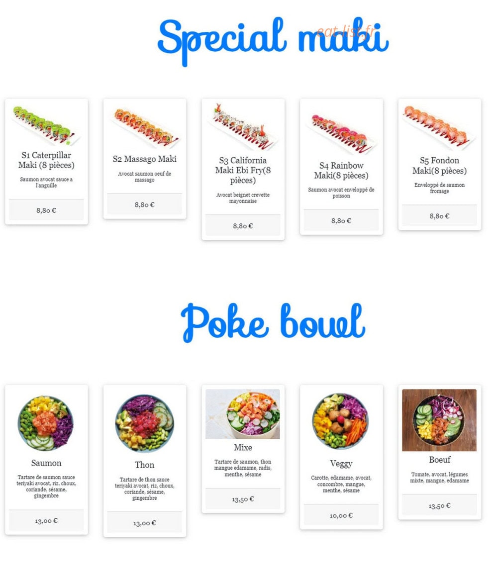 W sushi — carte page 3