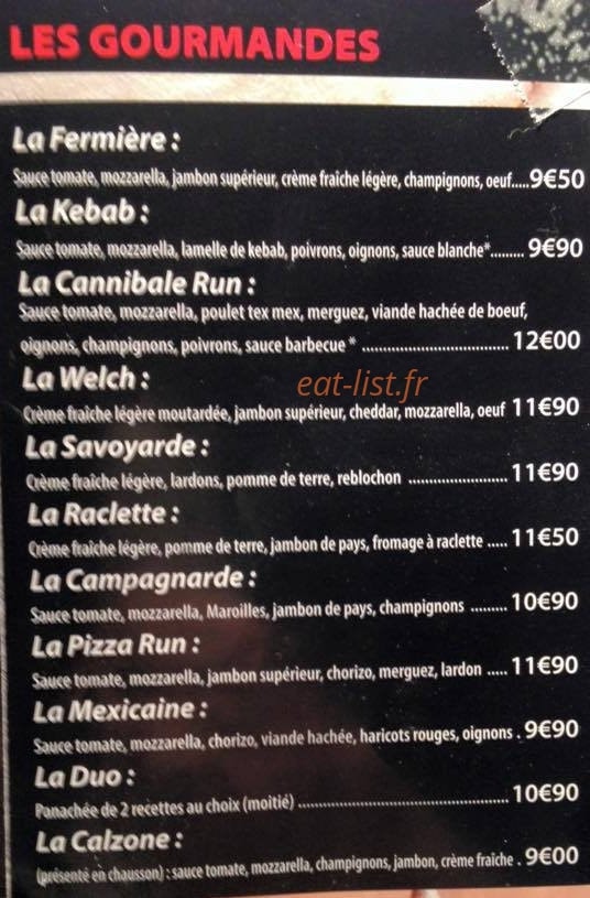 Pizza Run — carte page 1
