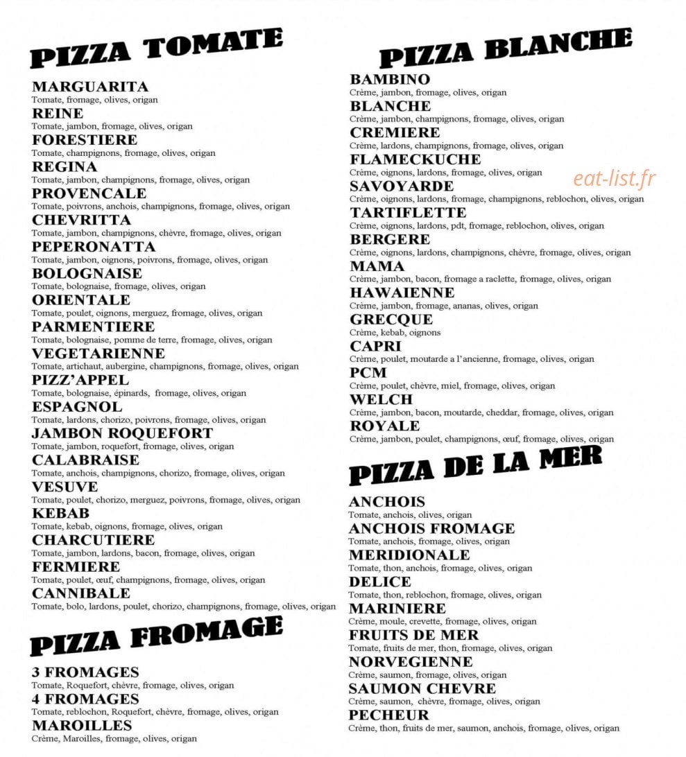 Pizz'appel — carte page 2