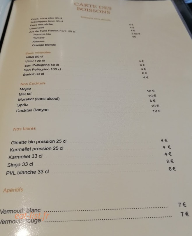 Banyan — carte page 3
