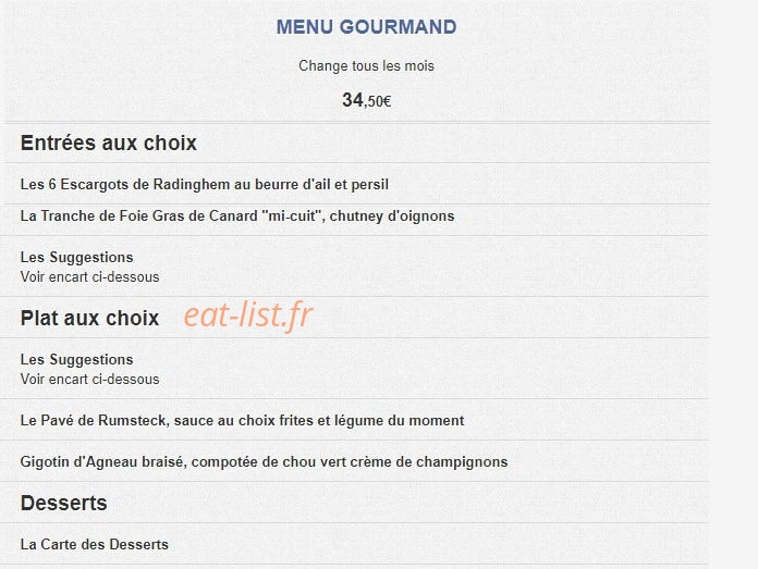 Bistro du Croisé — carte page 2