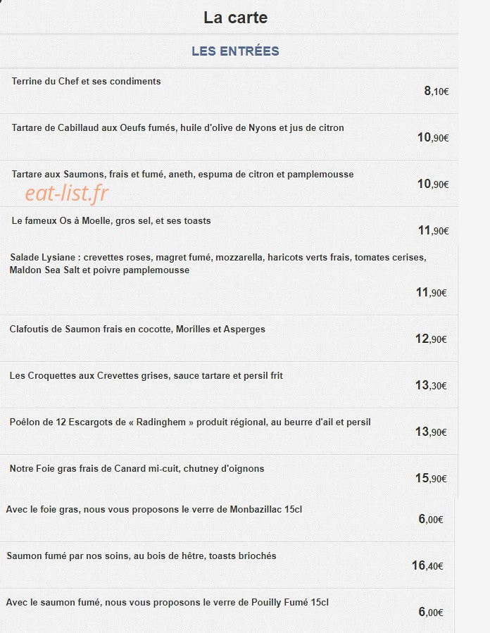 Bistro du Croisé — carte page 3