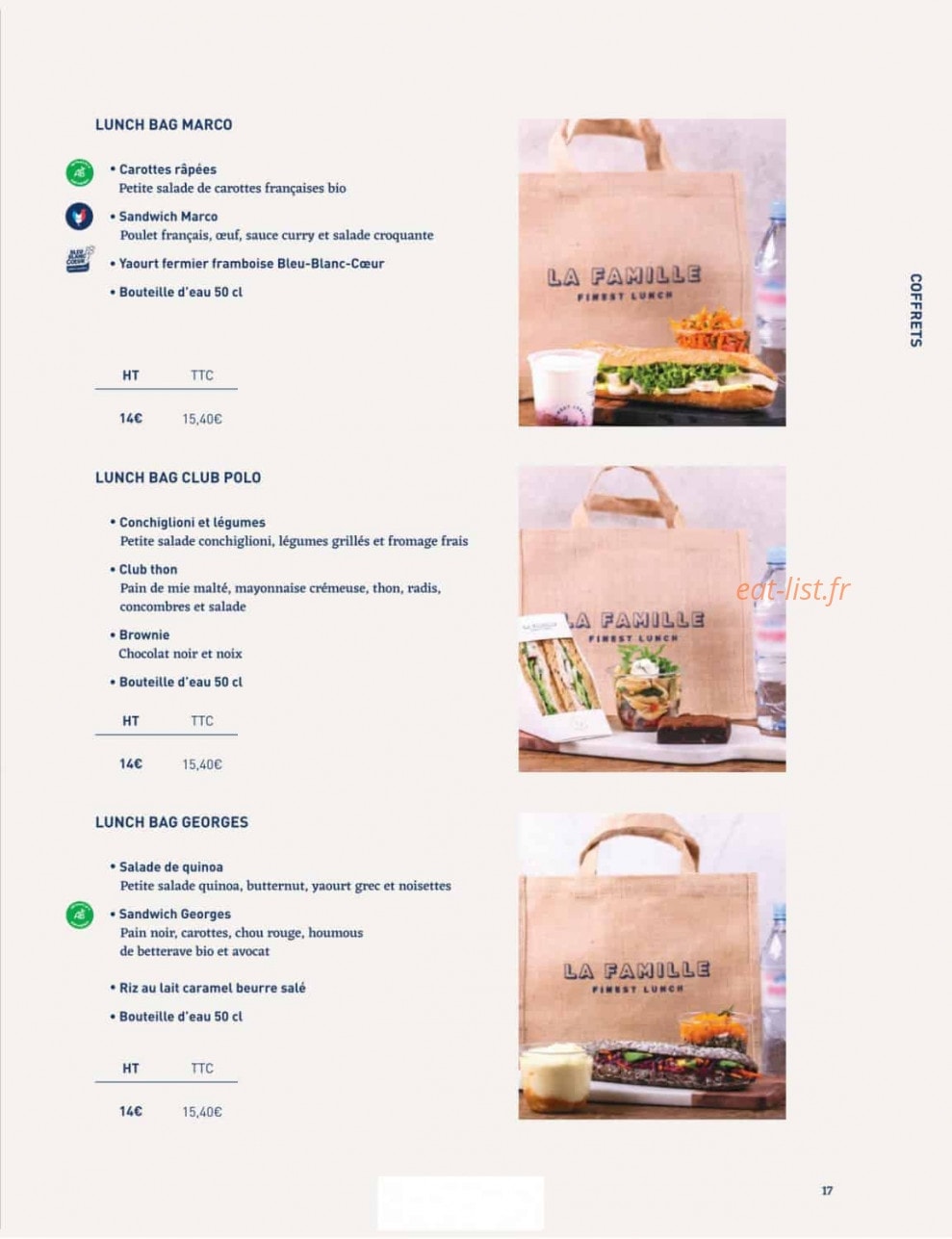 La Famille Finest Lunch — carte page 15